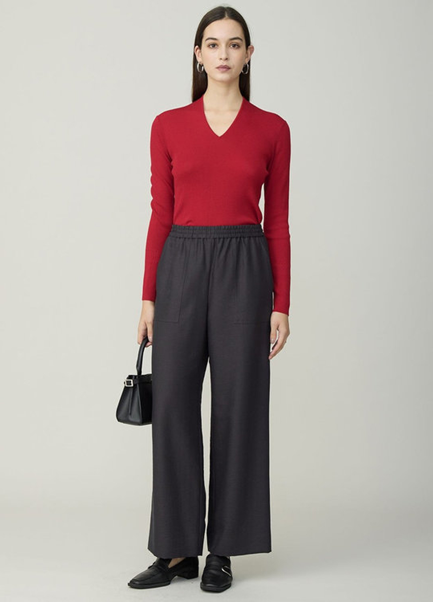 定番配色設計V領針織衫